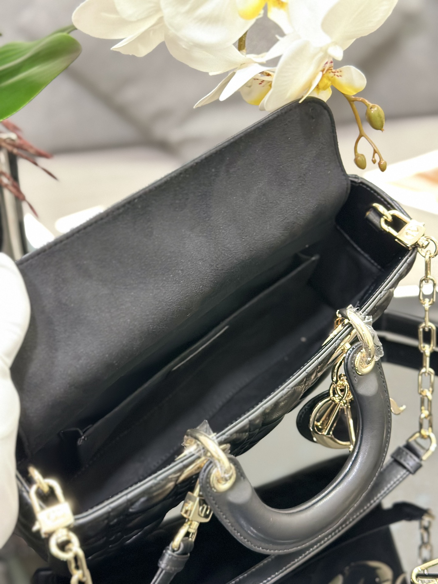 Small Lady D-Joy Bag Black Cannage Lambskin